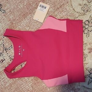 WILO Racerback Ribbed Pink Sports Bra Removeable Pads - Size XS